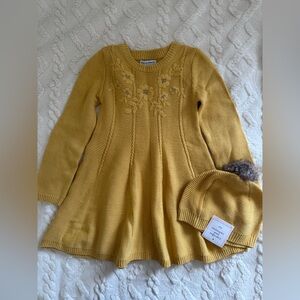 Yellow Knit Dress and Hat Set